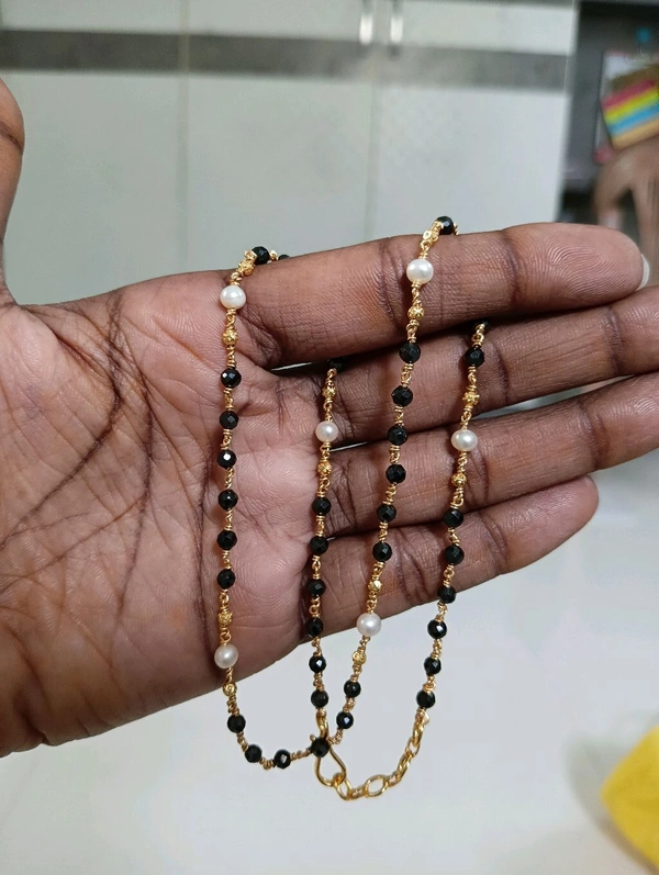 Black Cutting Cz's With Real Pearls - Single Line, VZ