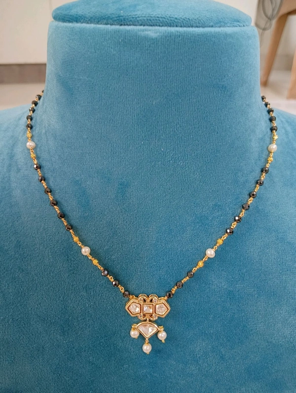 Real Pearls And Black Diamonds With Mossanite Locket - VZ
