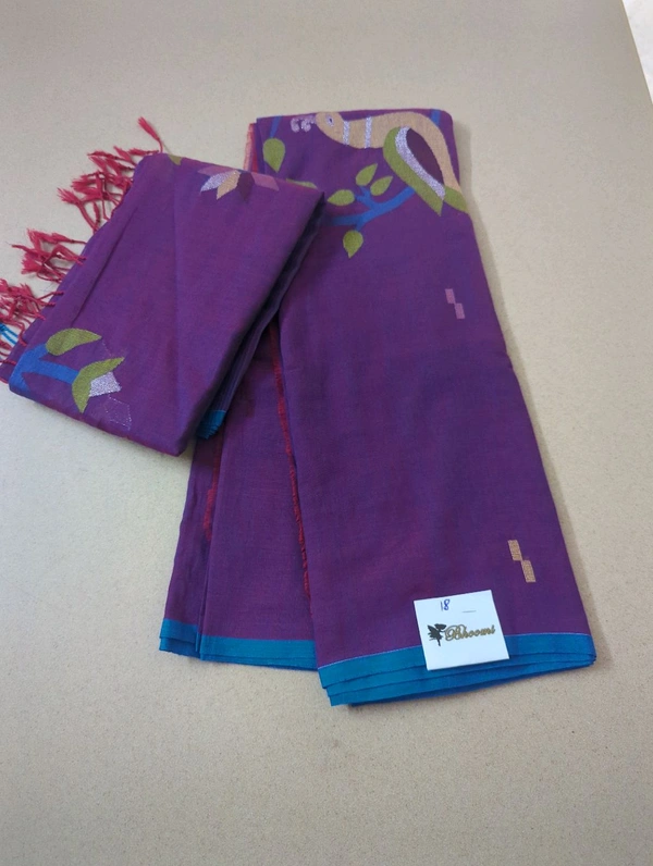 Pure Cotton Jamdhani Suit - Purple 18