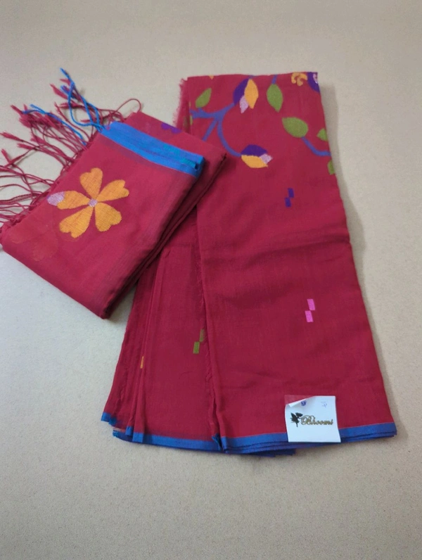 Pure Cotton Jamdhani Suit - Red 17