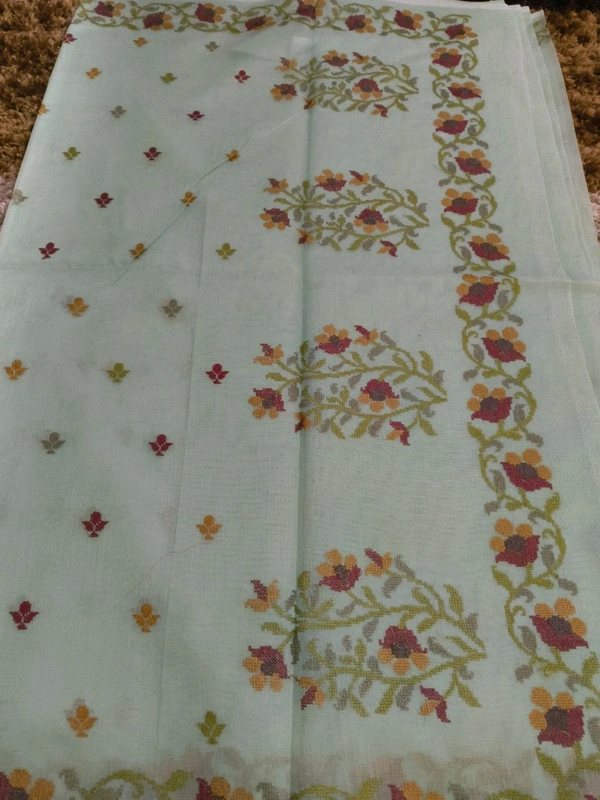 Pure Kota Super Net Embroidery  - Mint Green