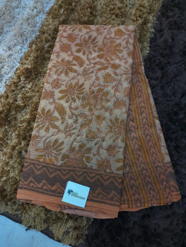 Pure Cotton Kota Bagru Print  - Yellow Orange