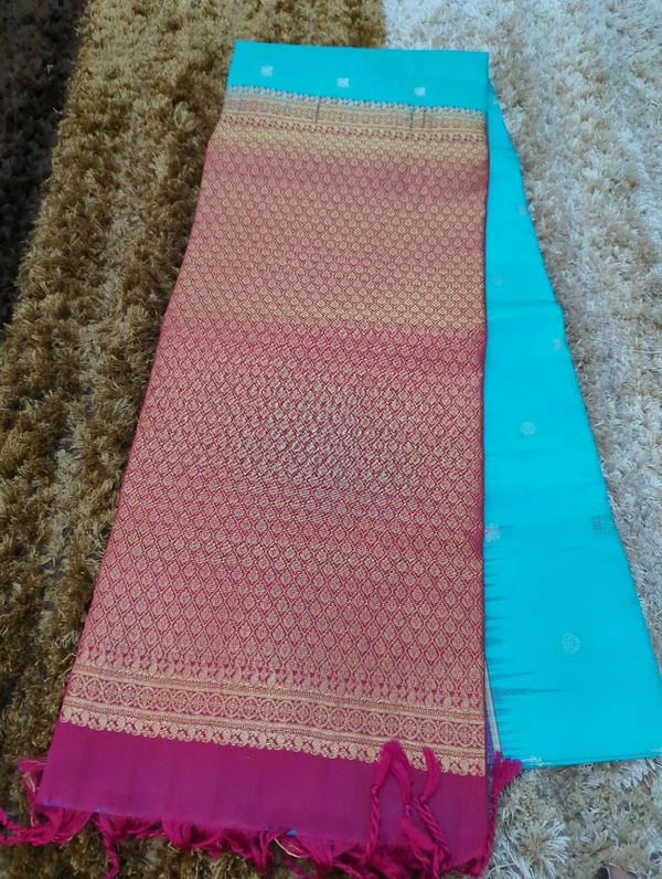 Pure Handloom Soft Silk  - sky blue