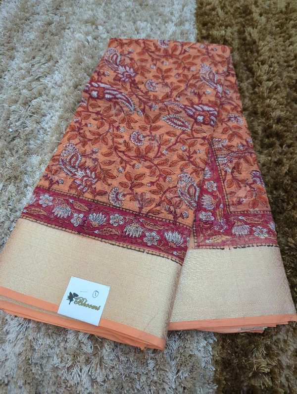 Pure Cotton Kota Block - Atomic Tangerine 1