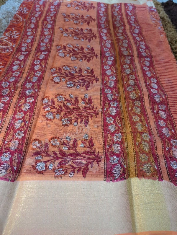 Pure Cotton Kota Block - Atomic Tangerine 1