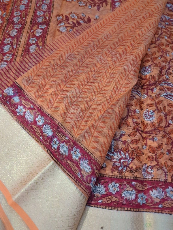 Pure Cotton Kota Block - Atomic Tangerine 1