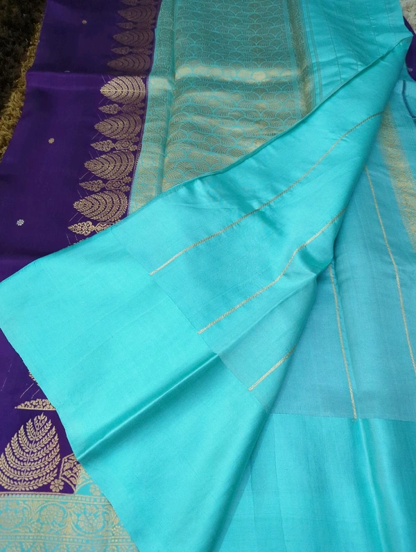 Pure Handloom Raw Mango Pattu - Pigment Indigo