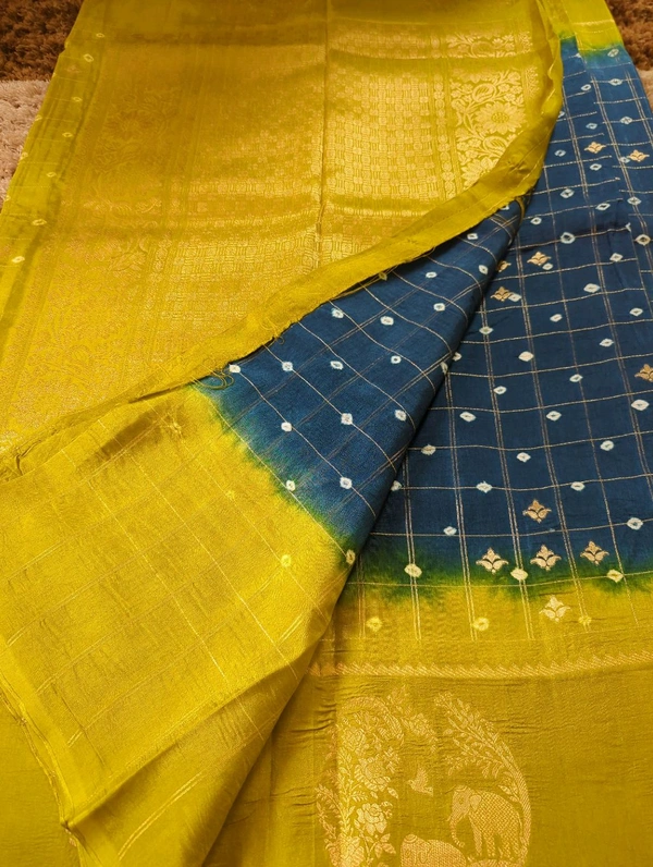 Pure Tusser Raw Mango  - Blue