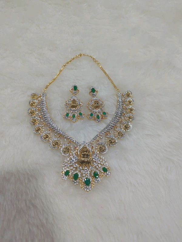 Designer Diamond Copy Necklaces  - green, HD