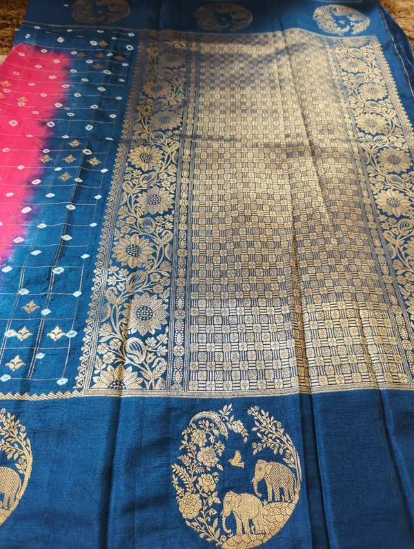 Pure Tusser Raw Mango  - pink