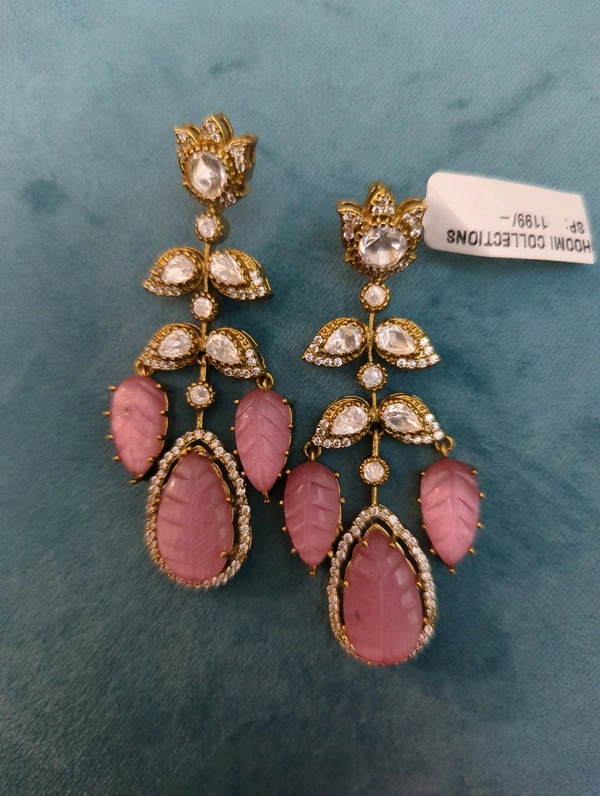 Mossonite Earrings  - Vz, Pink Lace