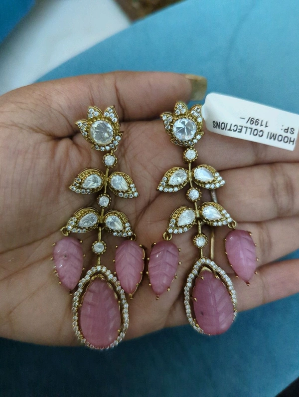 Mossonite Earrings  - Vz, Pink Lace