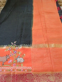 Pure Dola With Embroidery  - Black