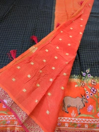 Pure Dola With Embroidery  - Black