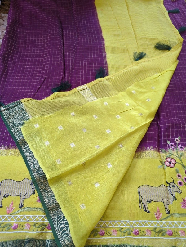 3243 Pure Dola With Embroidery  - Purple