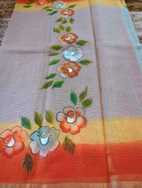 Pure Cotton Kota Block Print - Gray and orange