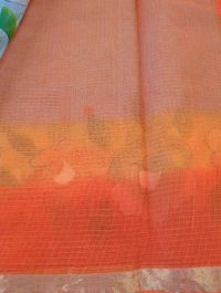 Pure Cotton Kota Block Print - Gray and orange