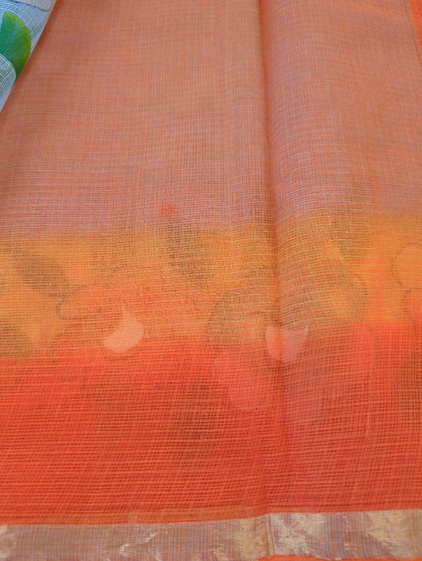 Pure Cotton Kota Block Print - Gray and orange