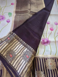 Pure Tusser Raw Mango - Navy Blue