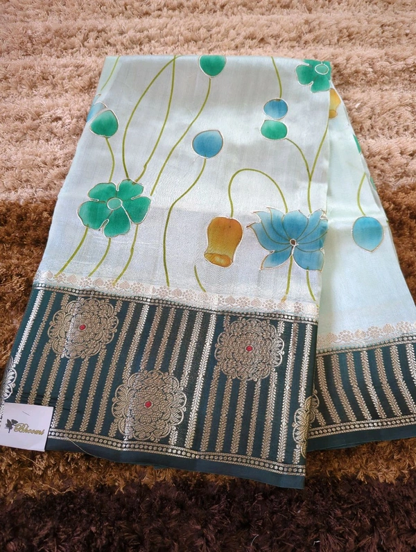 Pure Tusser Raw Mango - Teal