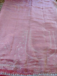 Tissue Crush With Handloom  - Pink