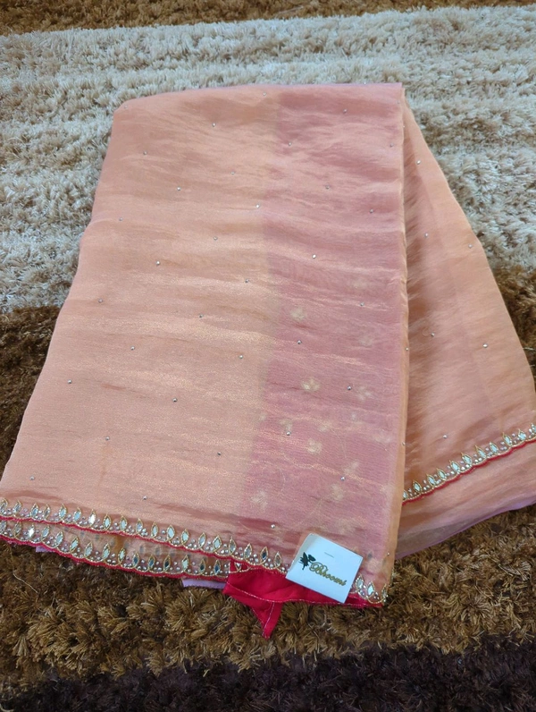 Tissue Crush With Handloom  - Peach Schnapps
