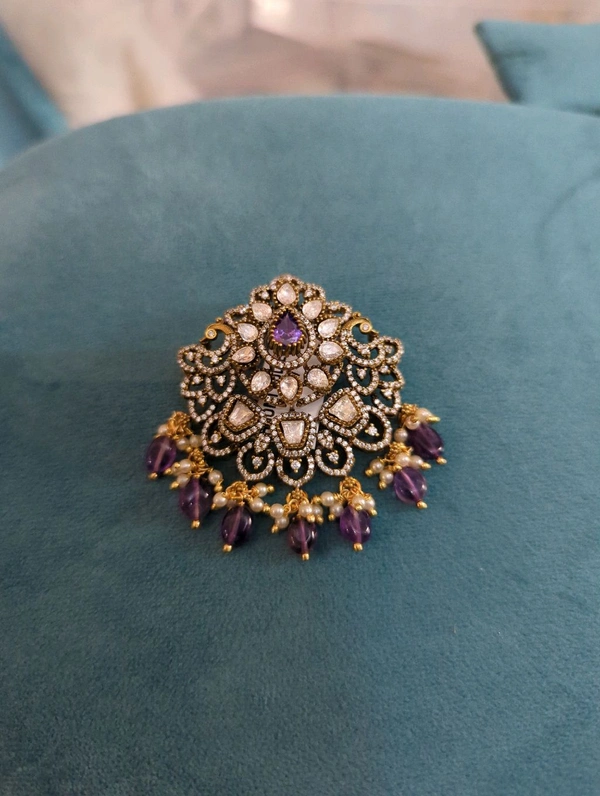 Mossonite Victorian Pendent  - Vz, Electric Violet