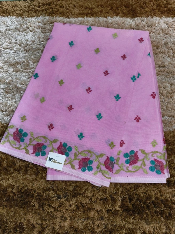 Pure Kota Super Net Embroidery  - Blush Pink