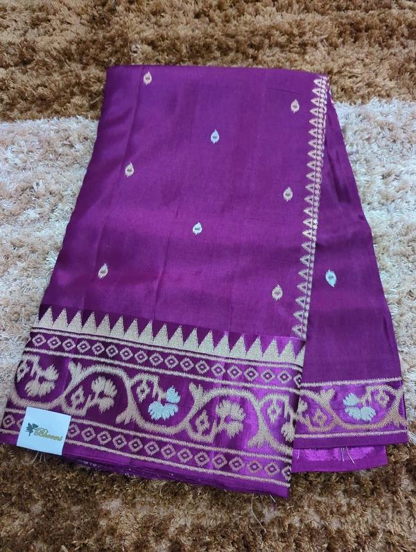 Pure Tusser Raw Mango  - Purple