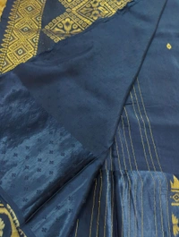 Pure Tusser Raw Mango  - Navy Blue