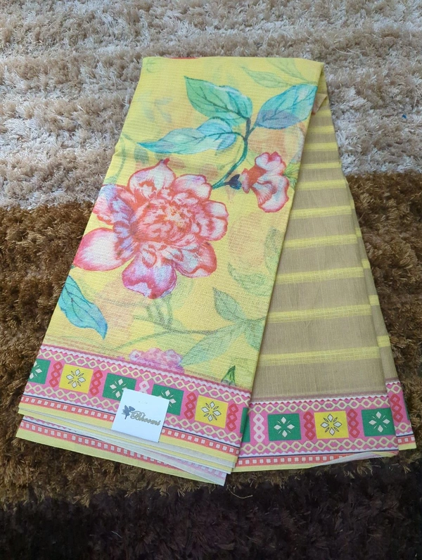 Pure Cotton Kota Designer  - Yellow