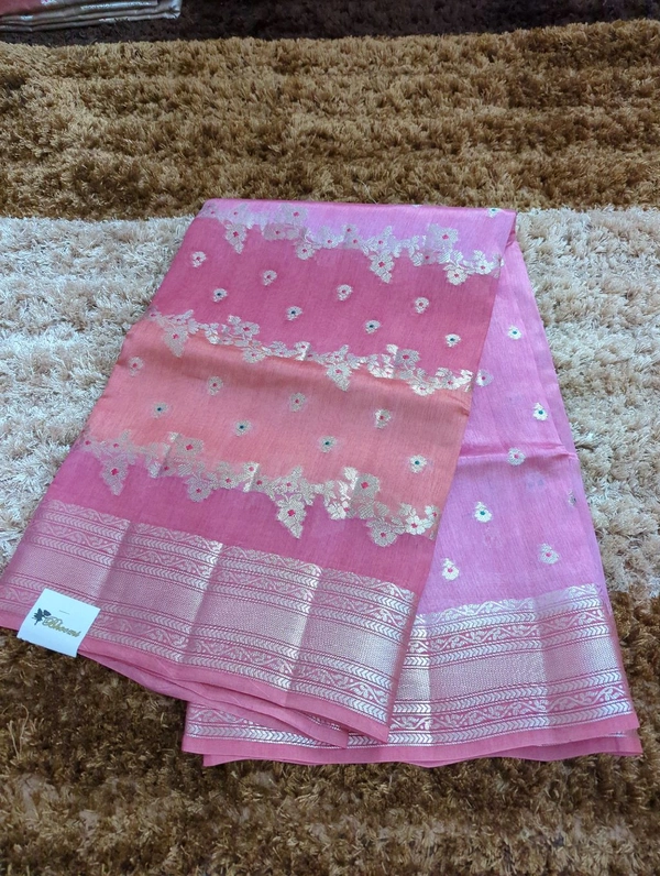 Pure Tusser Raw Mango  - Tickle Me Pink