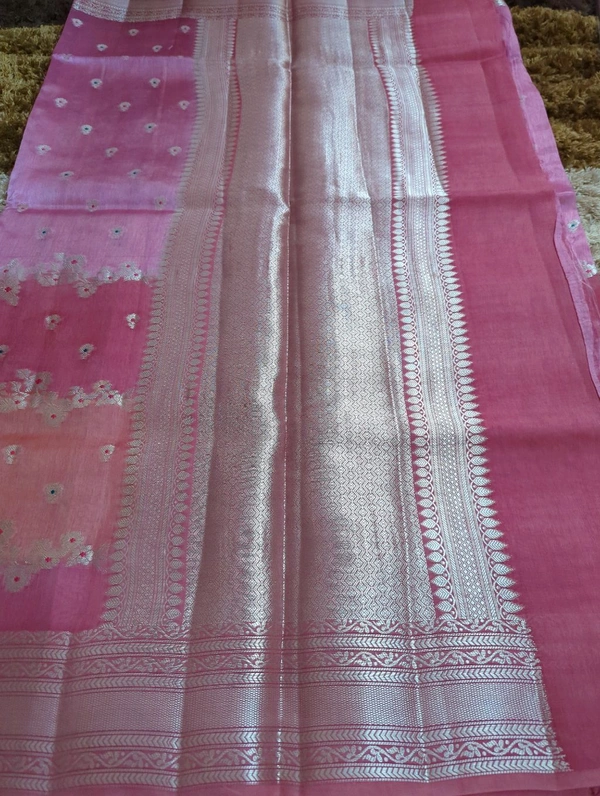 Pure Tusser Raw Mango  - Tickle Me Pink