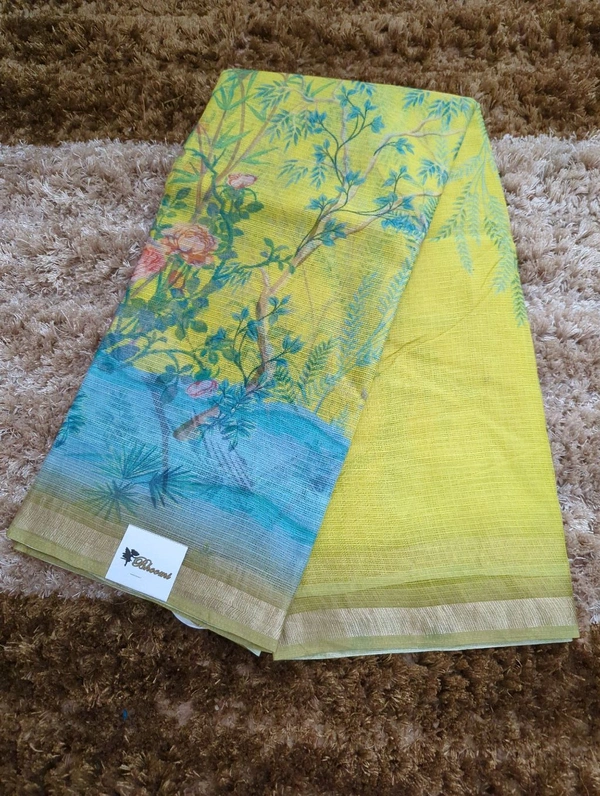 Pure Cotton Kota Digital  - Yellow