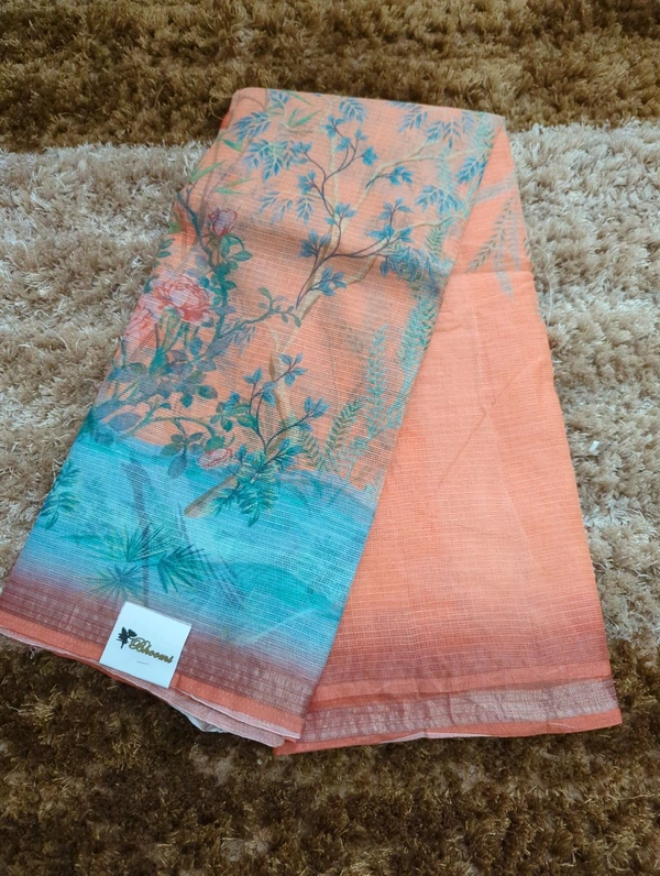 Pure Cotton Kota Digital  - orange