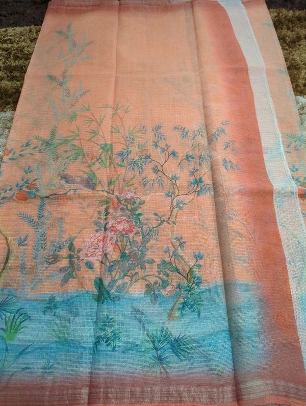 Pure Cotton Kota Digital  - orange