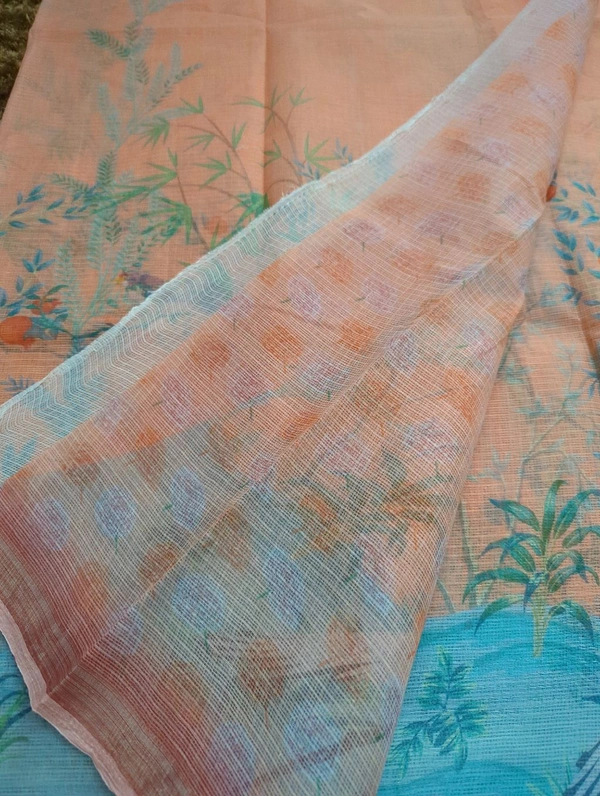 Pure Cotton Kota Digital  - orange