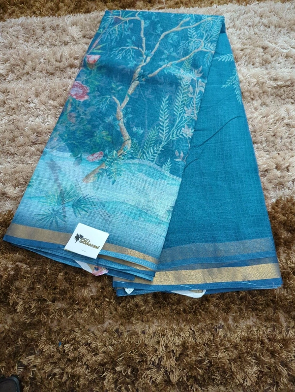 Pure Cotton Kota Digital  - sky blue