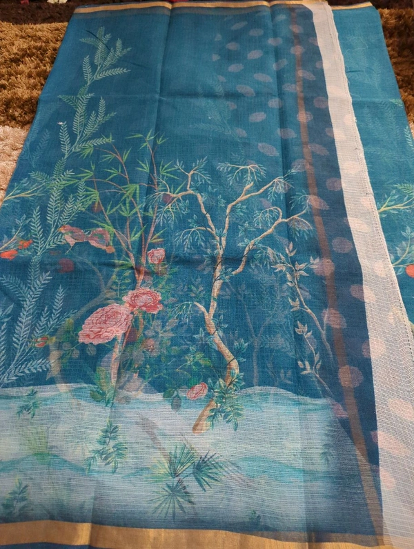 Pure Cotton Kota Digital  - sky blue