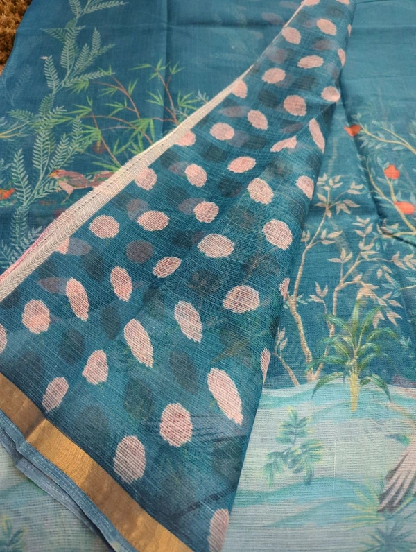 Pure Cotton Kota Digital  - sky blue