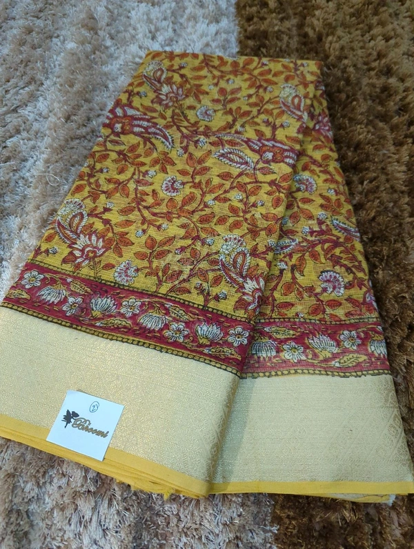 Pure Cotton Kota Block - Gold 2