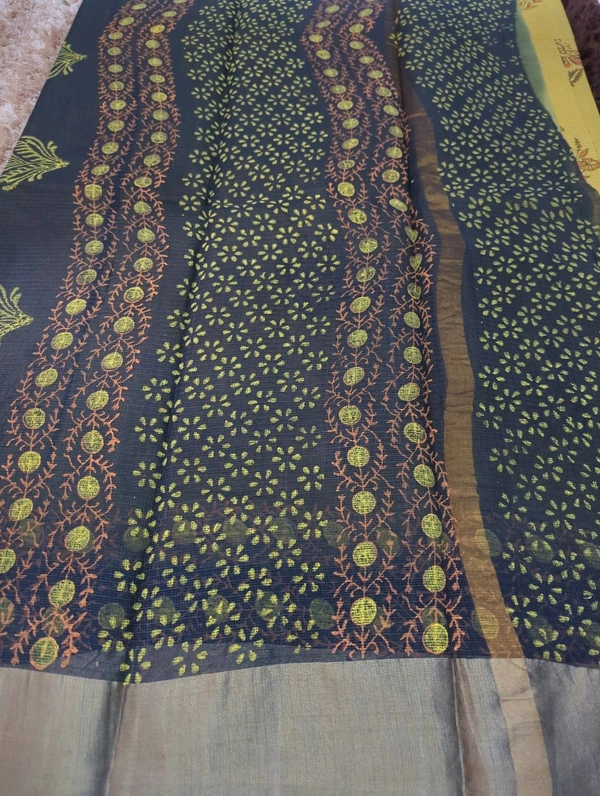 Pure Cotton Kota Block - Gold