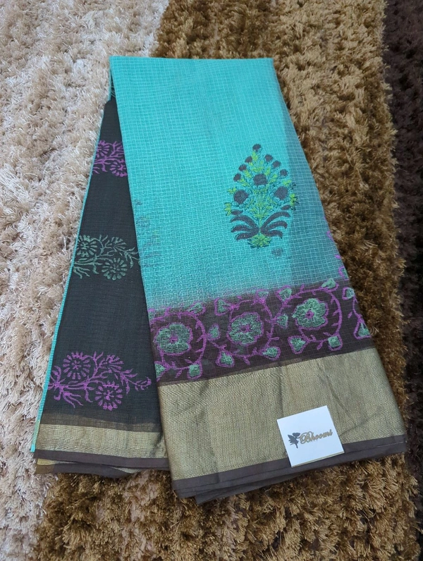 Pure Cotton Kota Block - Eastern Blue