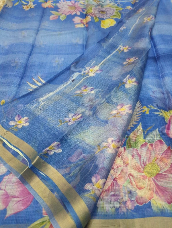 Pure Silk Kota Digital  - Blue 2