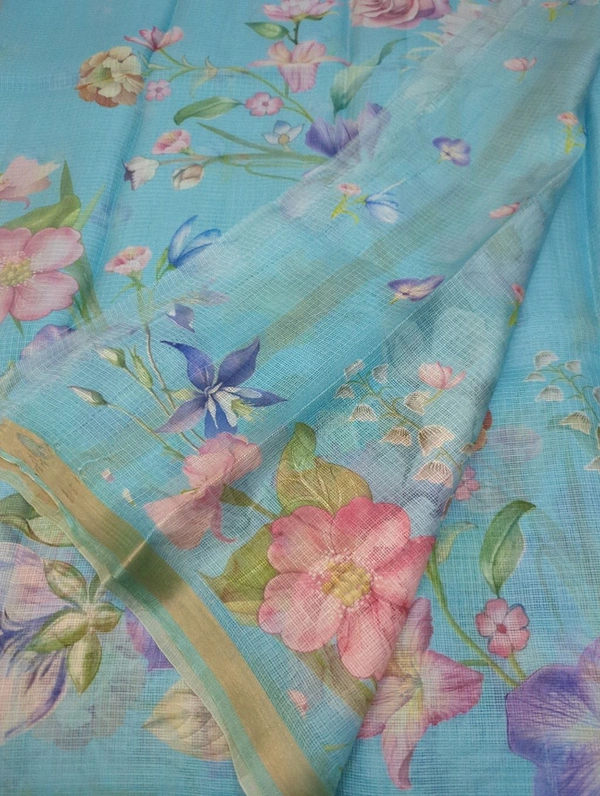 Pure Silk Kota Digital  - sky blue 1