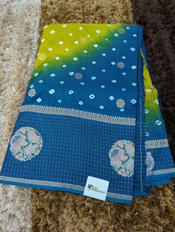 Pure Beheras Tissues Weaving  - Yellow and blue