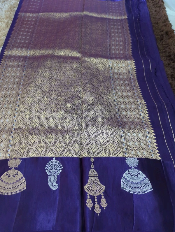 Pure Tusser Raw Mango  - Pigment Indigo