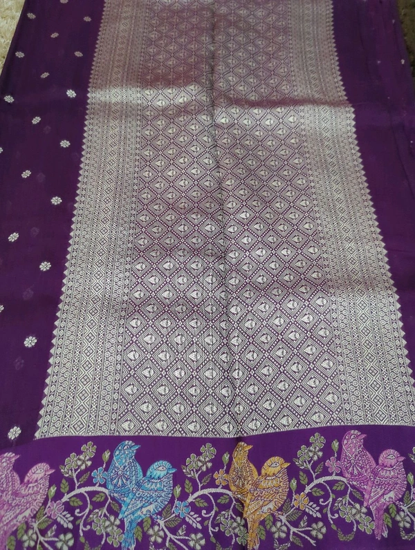 Pure Tusser Georgette  - Pigment Indigo