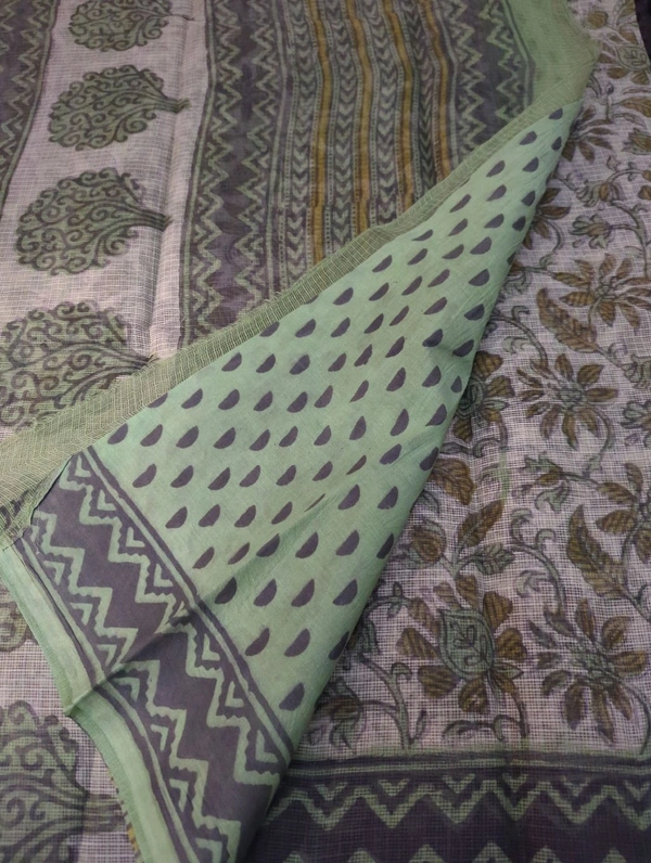 Pure Cotton Kota Bagru Print  - Mint Green