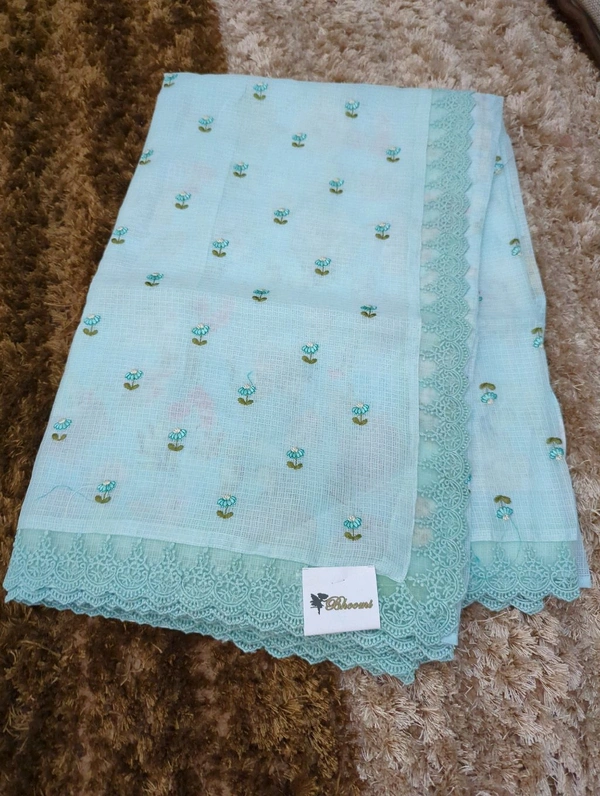 Designer Kota Embroidery  - Jungle Mist